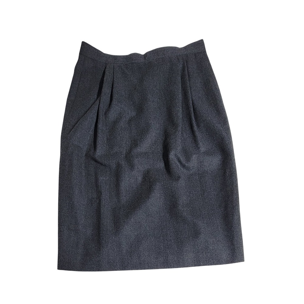 Liz Claiborne Collection Gray Wool Pleated Pencil Skirt Vintage Size 10 Charcoal